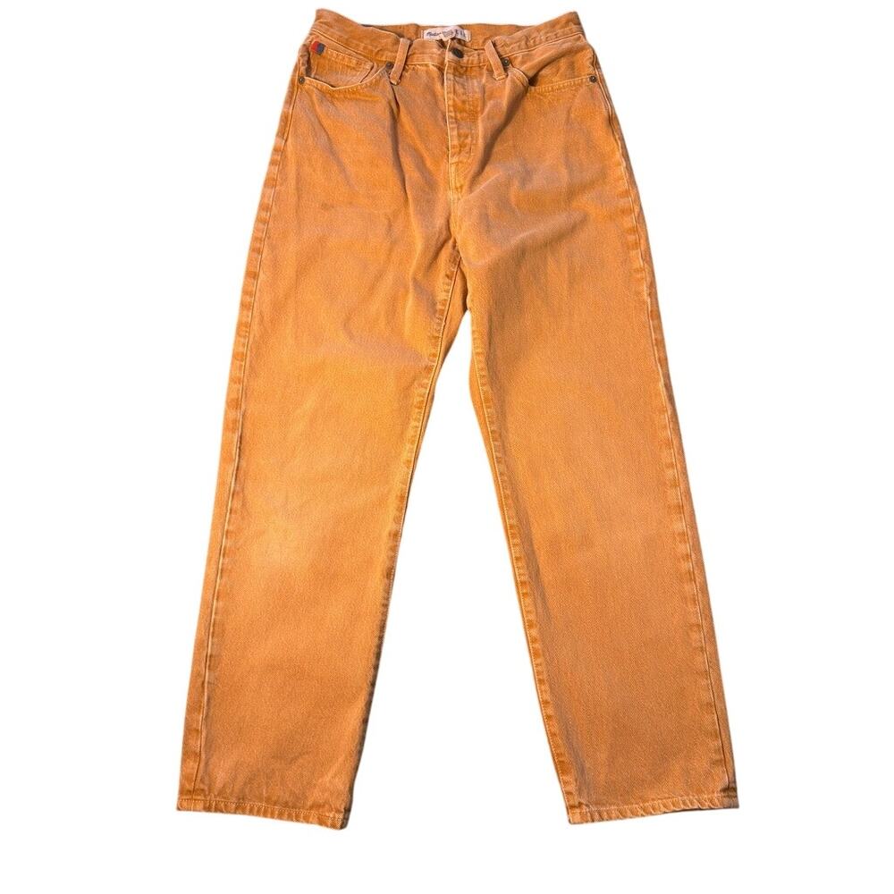 Madewell x KULE Dad Jean Orange Garment Dyed Straight Leg Size 26 Cotton